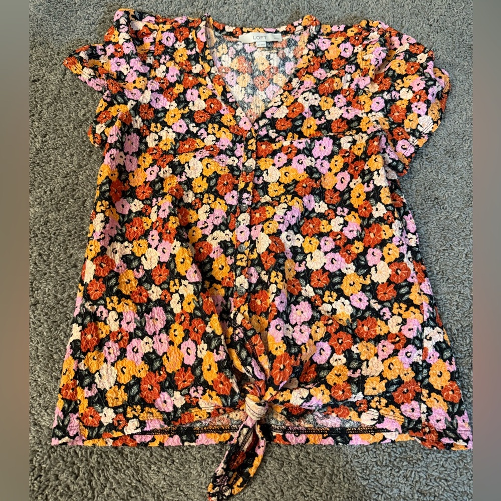 LOFT Petite Floral Knit Top